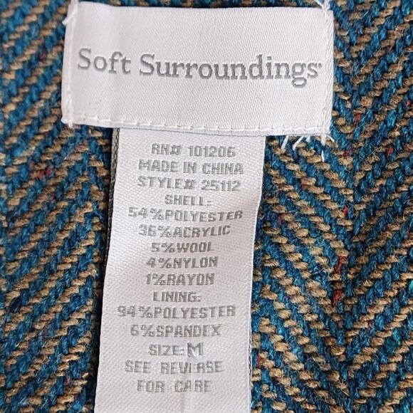 Soft Surroundings Hampstead Tweed Wool Herringbone Cape Toggle Teal Coat Size M - Picture 13 of 15